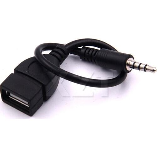 AT Newest Hot 10pcs/lot 3.5mm Male Audio AUX Jack to USB 2.0 Type A Female OTG Converter Adapter Cable