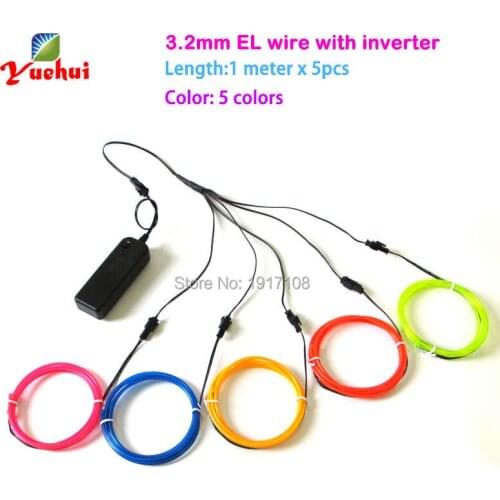 20213.2mm 1M multicolor 5pieces el wire electroluminescent wire rope tube neon Led thread light rope For Party DIY Decoration