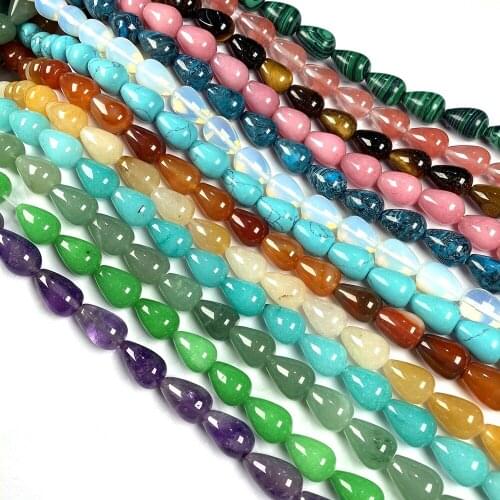 28Pcs Natural Stone Beads Drop-shaped Loose Beads For DIY Necklace Bracelet Earrings Handiwork Sewing Jewelry Accessory Making