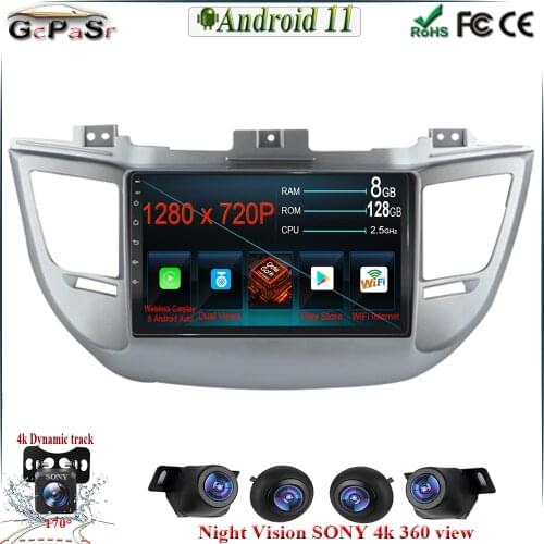 128G Car Stereo Multimedia Player for HYUNDAI TUCSON IX35 2015 2016 2017 2018 Android 11 GPS Navigation BT WIFI DSP IPS