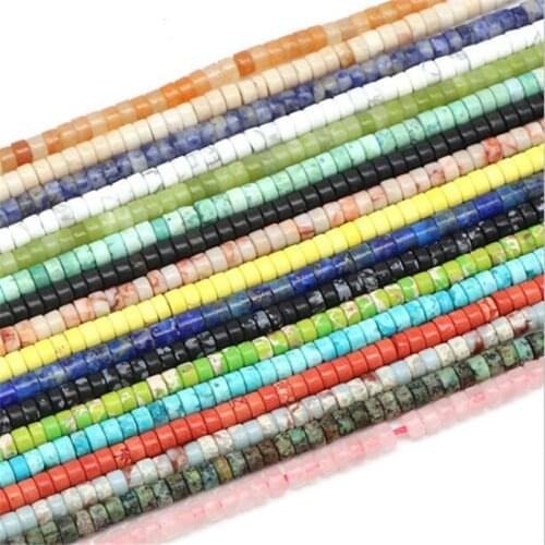 Natural Lapis lazuli Tiger eye 2x4mm Tube Column Disc Spacer Stone Loose Beads For DIY Bracelet Necklace Earring Jewelry Finding