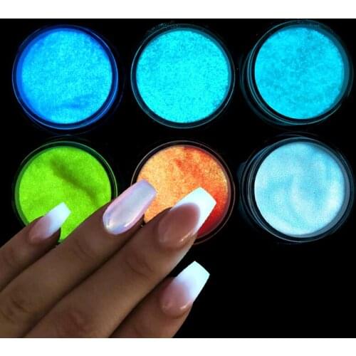 Luminous Acrylic Nail Powder Glow In Dark Neon Pigment Fluorescent Bulk Glitter Manicure For Design Nail Art DecorationsRK170013