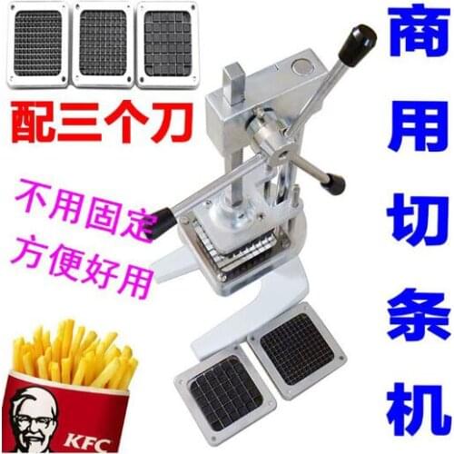 French Fry Cutter With 3 Blades Manual Fruit Vegetable Slicer Commercial Kitchen Potato Chip Press Machine