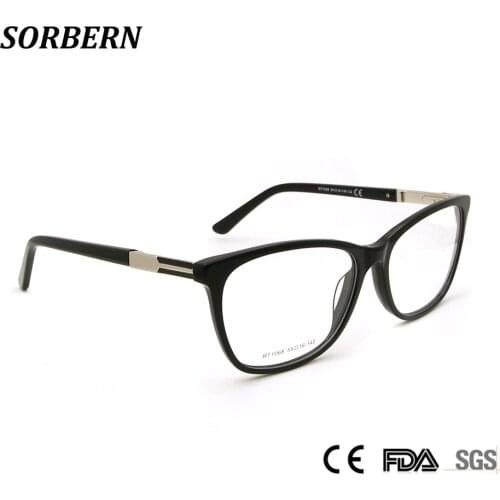 SORBERN Square Eyeglasses Frame Vintage Women Optical Spectacles Men Acetate Frames Clear Lens Spring Hinge Alloy Eyewear