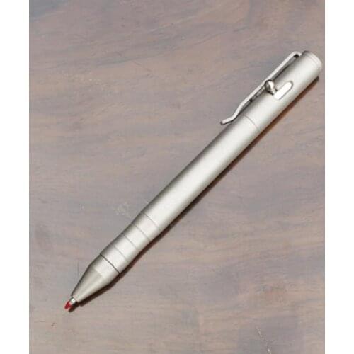 Handmade Titanium Alloy Frosted Gel Pen With Clip Gun Bolt Ballpoint Pen Self Defense EDC Writing Tool Office Luxury Gift