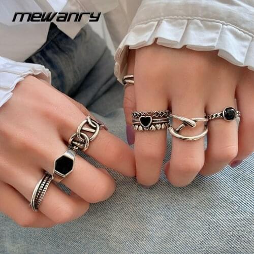 MEWANRY 925 Sterling Silver Rings 2021 Trendy Elegant Vintage Creative Hollow Double Layer Cross Design Party Jewelry Wholesale