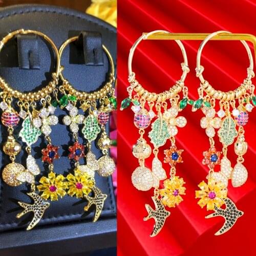 Missvikki Shiny Gorgeous Natural ethnic style Dangle Earrings For Women Bridal Wedding Girl Daily Fine Jewelry High Quality