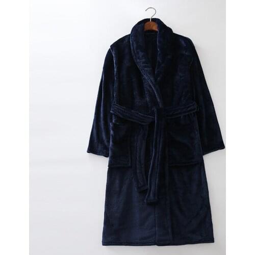 2020 Winter Thicken Warm bathrobes Men kimono robes male Luxury Fleece bathrobe Male Long Sleeve collar home robes with belt XL