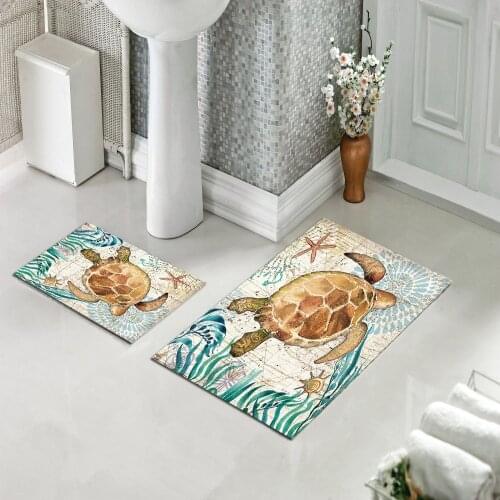 Soft Bath Mat,Sea turtle Pattern Matte, Washable,Silky Textured Absorbent Mat anti-Slip Floor Luxury Matt, Made In Turkey