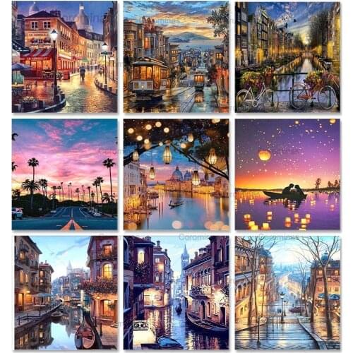 Night Sceney Diy Diamond Painting Kit 5D Full Square Round Drill Cross Stitch Embroidery Mosaic Craft Wall Art for Home Decor