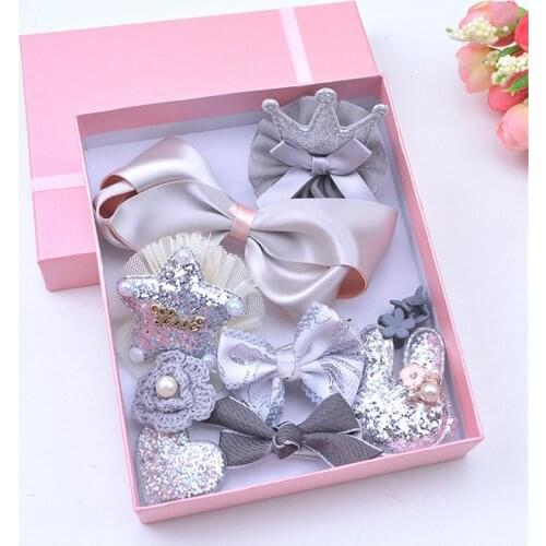 2018 10Pcs Cute Crown Bowknot Kind Hairpin Set Flower Star Girls HairClip Hair Accessories Headwear Headband Hairgrip New