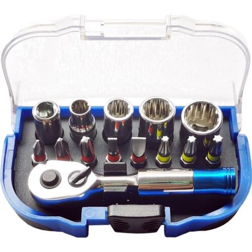 Extra Hard Quality Drill Driver and Screwdriver Accessories Mini Ratchet Wrench With Socket Bits Set