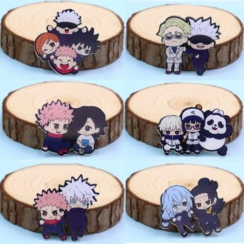 2021 New Anime Brooch Jujutsu Kaisen Acrylic Lapel Pin Sukuna Gojo Epoxy Return Clasp Pin Handmade Brooch Cute Fans Kids Jewelry
