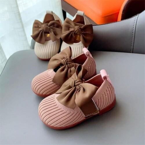 2021 spring and autumn new girls shoes fashion bow cute princess shoes babys soft sole non slip walking shoes