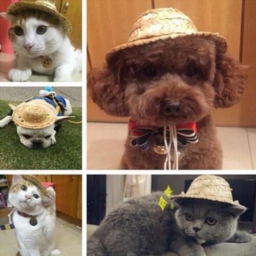 Mini Pet Straw Hat Dog Cat Cool Sun Hat Beach Party Straw Hats Dogs Hawaii Style Hat for Dogs Funny Accessories Pet Supplies New
