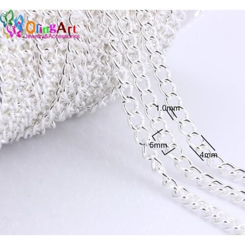 OlingArt 2M/lot 4*5MM Plating silver Color Plated Oval Shape Twisted Cross Link Chains DIY Jewelry Accessories making