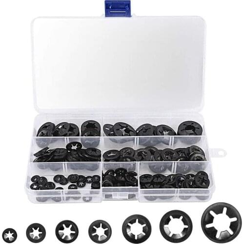 280Pcs Starlock Washers Internal Tooth Washers Quick Speed Lock Washers Push on Speed Clips Fasteners Assortment Tool Retail
