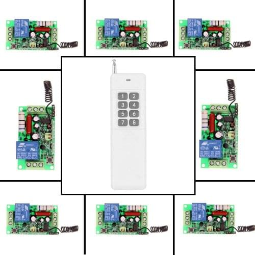 3000m Wide Range AC 220V 110V 1 CH 1CH RF Wireless Remote Control LED Light Lamp Switch System,8CH Transmitter + Receiver