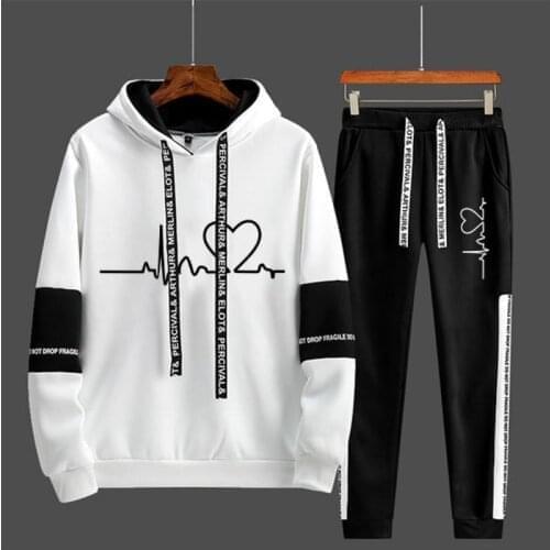 Tracksuit Women Hoodies Sweatshirt and Pants Sets Pullover Hooded Sweatshirts White Black Autumn Spring Outfits Female Suit
