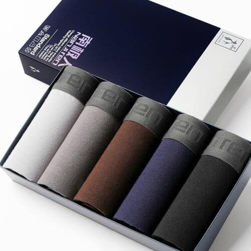 5pcs/Lot MenS Underwear Boxer 100%Cotton Male Panties Breathable MenS Boxer Solid Underwear Comfortable Shorts Underpants