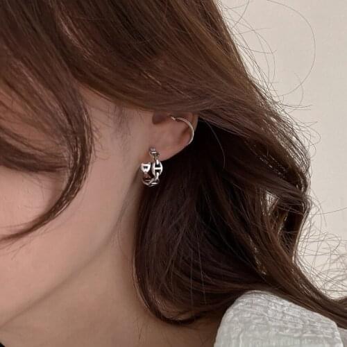 Minimalist Gold Silver Color Hollow Link Earrings for Women Simple Linked Chain Small Hoop Earrings Statement Party Jewelry 2020