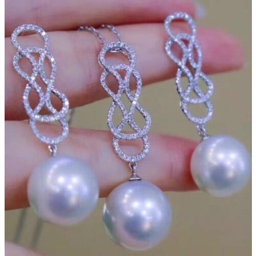 Gorgeous Exquisite 925 Sterling Silver Pendant and Earrings Set Mountings Findings Jewelry Set Parts for Pearls Beads