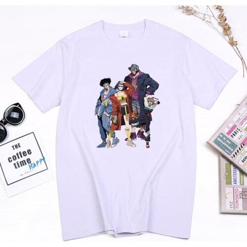 Vintage 90s Anime Cowboy Bebop T Shirt Spike Spiege Faye Valentine Manga Print Tops Summer Cotton Fashion Camisetas Mujer