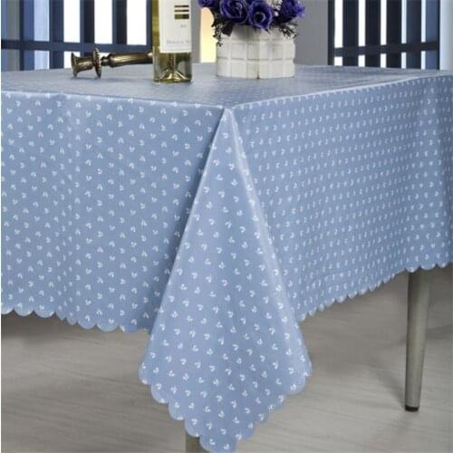 Plastic Tablecloth Waterproof Oil-proof Pastoral Style PVC Rectangular Table Cloth Wave Side Tea Table Tablecloth Household