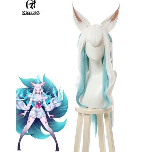 ROLECOS Game LOL Spirit Blossom Ahri Cosplay Wig Cosplay Hair 70cm Mixed Color Wave Heat Resistant Synthetic Cosplay Hair