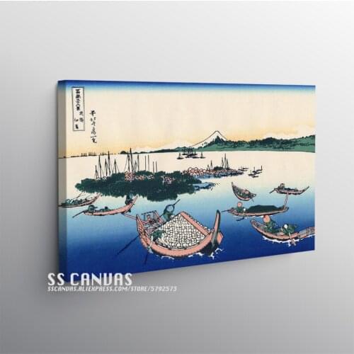 Japanese Ukiyo-e vintage Style Wooden Frame Canvas Painting Decor Wall Art Home Living Room Framed Decoration Prints Poster