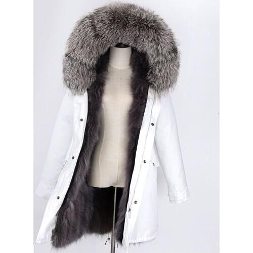 Women Long Parka Waterproof White Winter Jacket Big Natural Raccoon Fur Collar Hood Thick Warm Real Fox Fur Liner Real Fur Coat