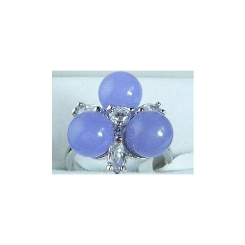 2 colors wholesale beautiful design 8mm 3 purple/green Natural jade flower fashion ring(#7.8.9)