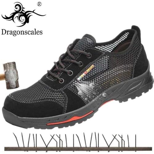 2020 Fashion Puncture Proof Mens Steel Toe Cap Work Boots Anti-slip and Anti-Pressure Safety Shoes Breathable Black Shoes Men