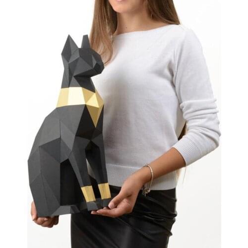 Cat Bastet Egypt 3D Paper Model Animal Papercraft Action Figure Puzzles Kids Gift Educational Creative Home Deco Decorations Toy