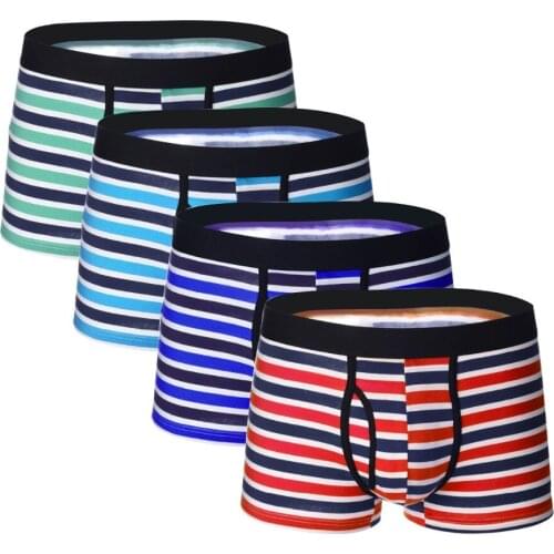 4pcs/lot Male Boxer Underwear Men Cotton Man Boxershort Breathable Striped Flexible Shorts Boxers Underpants Mens Panties