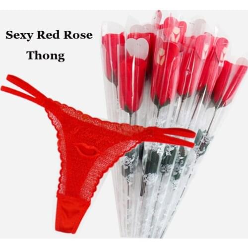 5pcs sales woman lace underwear tanga sexy panties thong red rose thong flower g string femme lingerie birthday Valentines gift