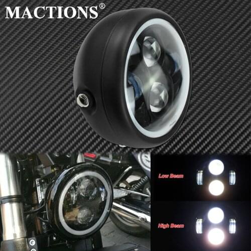 6.5" Universal Headlight Low High Beam Lamp Black For Harley Dyna Low Rider FXDL Sportster XL1200X Chopper Racer Cafer Custom