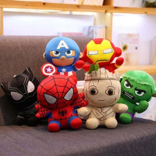 6pcs/Lot Marvel Avengers Soft Stuffed Hero Captain America Iron Man Spiderman Plush Toys Movie Dolls Christmas Gifts for Kids