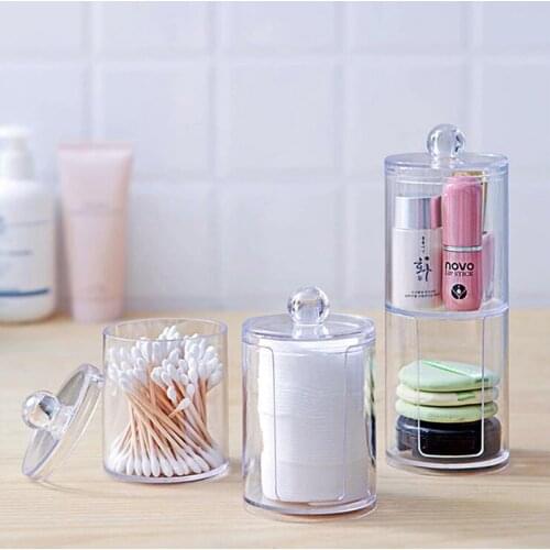Storage Box Acrylic Multifunctional Round Qtip Storage Box Container Cosmetic Makeup Cotton Pad Organizer Jewelry Holder Candy