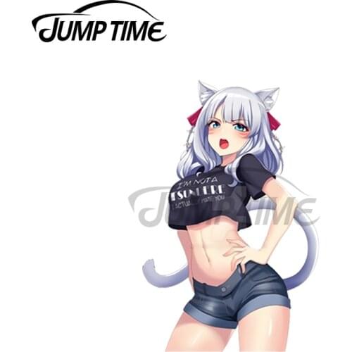 JumpTime 13 x 3.4cm For Angry Cat Girl Car Sticker Window Motorcycle Decal 3D Cartoon Car Styling Waterproof Accessories