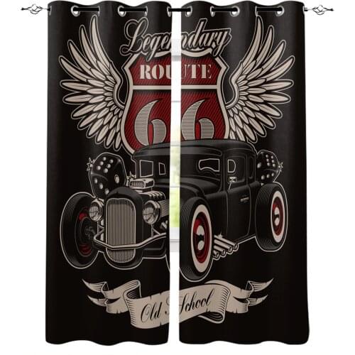 Car Wings Icon Retro Curtains for Living Room Bedroom Kitchen Window Treatment Curtain Home Decoration