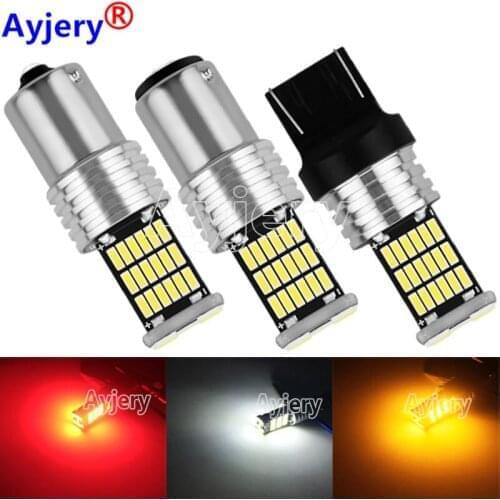 AYJERY 100PCS 12V 45 SMD 4014 LED 1156 BA15S P21W 1157 BAY15D 7440 canbus Indicator Turn Side Light Parking Bulb Brake Lamps