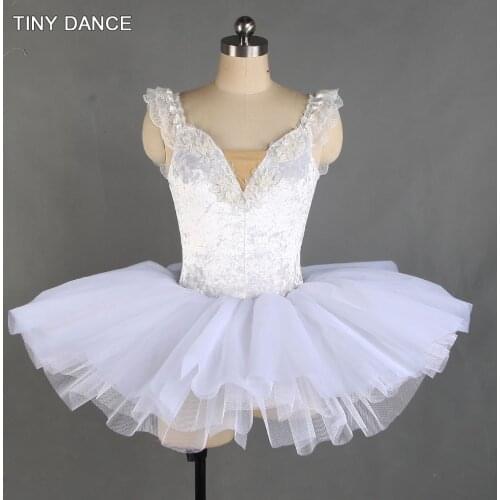 Platter Ballet Dance Tutu Dress White Velvet Bodice with Nude V Neck Girls Puffy Tutu Skirts Leotard Dresses Tutu Costumes 21028