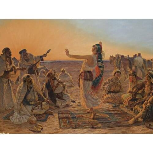 Free shipping classic arabian figure desert cheerful dancing scenery oil painting canvas printing on canvas decoration picture