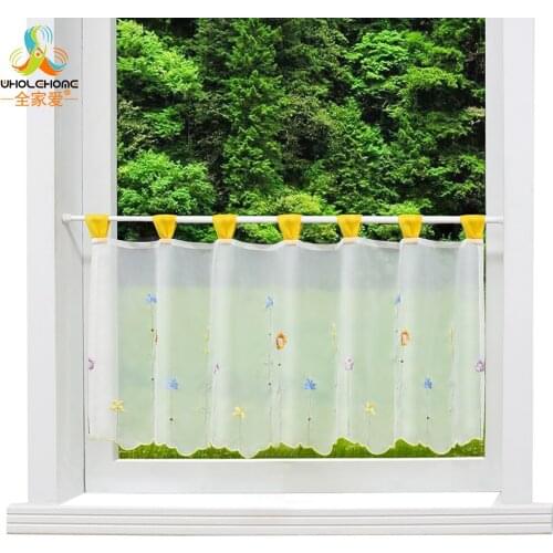 Floral Sheer Half Curtain for Kitchen Cafe Store Balcony Tier Curtain Valance Window Treatment Decoration Orange Color 4 Sizes