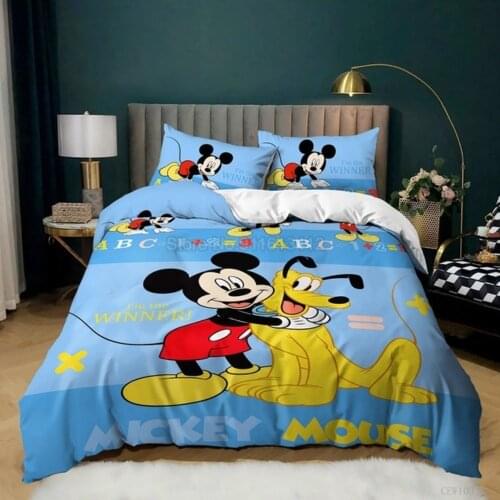 Home Textile Mickey Mouse Bedding Set Minnie Mouse Cartoon Bed Children Duvet Cover Single Twin Bedclothes Cover Queen King Size