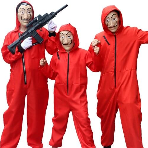 Halloween casa la casa de papel movie cosplay costume adult suit red anime house mask money heist costume