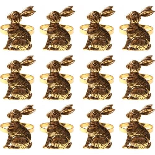 Metal Napkin Rings Set of 12 , Bunny Ears Easter Napkin Rings, Handmade Rabbit Ring Holders for Easter, Party Decoratio