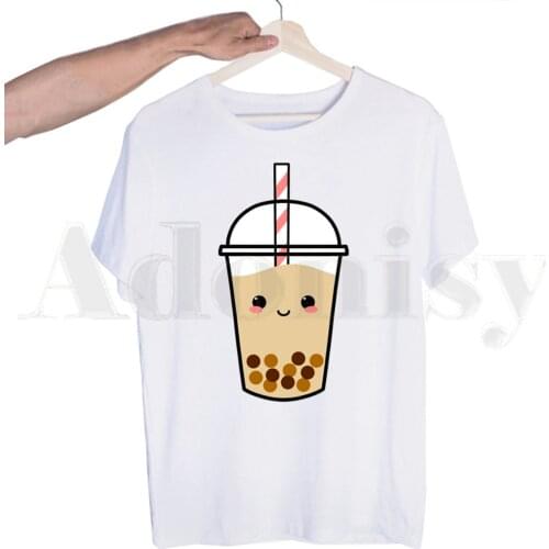 Bubble Milk Tea Boba Milk Tea Cute Cartoon Tshirts Men Fashion Summer T-shirts Tshirt Top Tees Streetwear Harajuku Funny