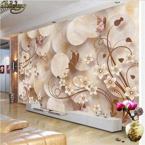 Beibehang Marble Flower Butterfly Large mural wallpaper for living room TV background wall paper Bedroom sofa papel de parede 3D